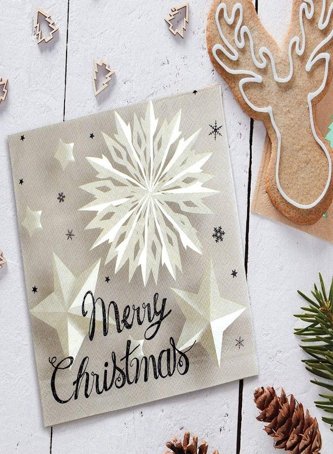 OLYPHAN Merry Christmas Napkins Paper 6.5 in Xmas Napkins - Luncheon Cocktail Lunch Buffet Star Napkin for Holiday Dinner Party 40 Pack Disposable - Image 4